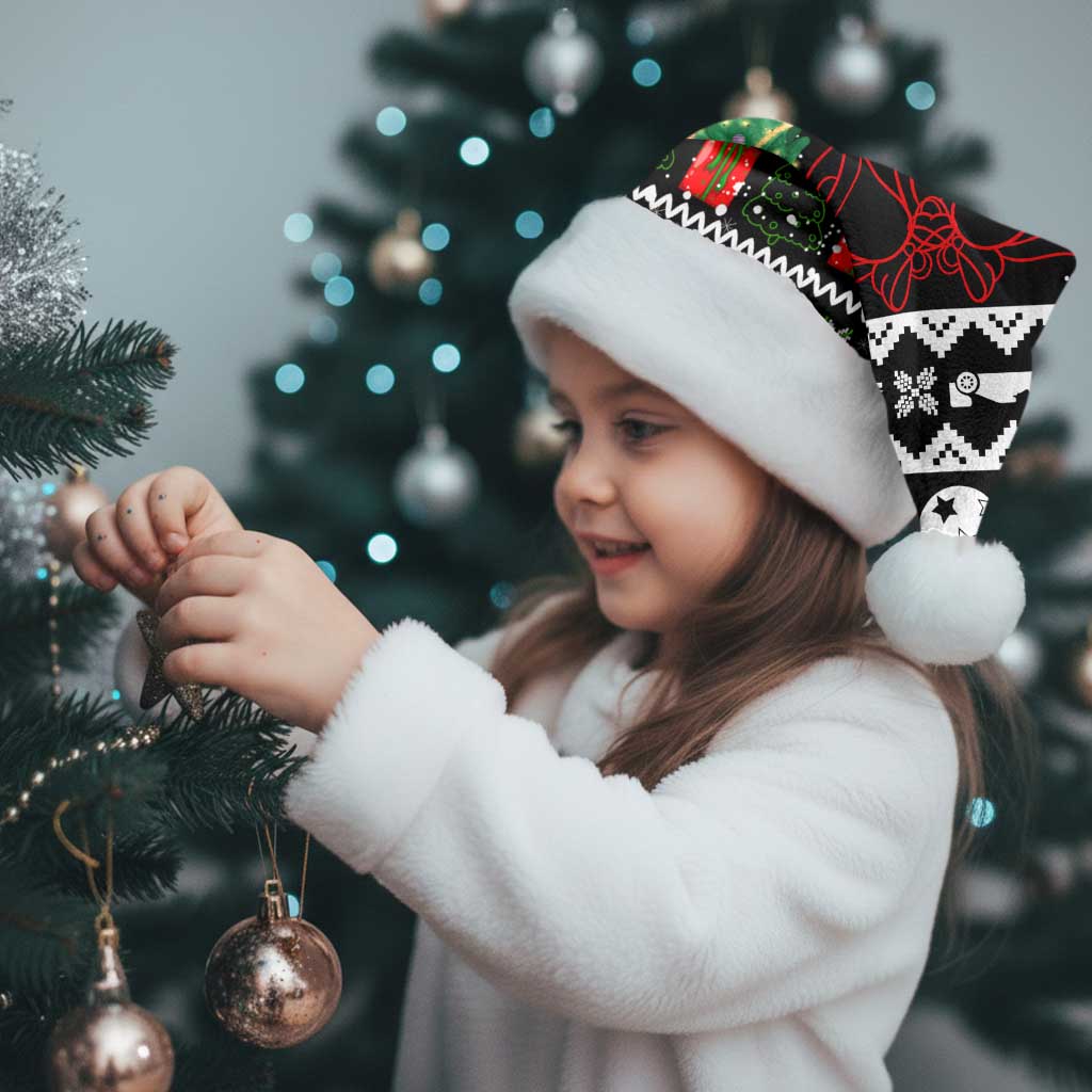 Monaco Christmas Santa Hat with Race Car Christmas Tree and Snowflake Holiday - Wonder Print Shop