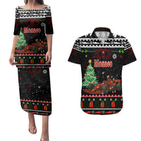 Monaco Christmas Couples Matching Puletasi and Hawaiian Shirt with Race Car Christmas Tree and Snowflake Holiday - Wonder Print Shop