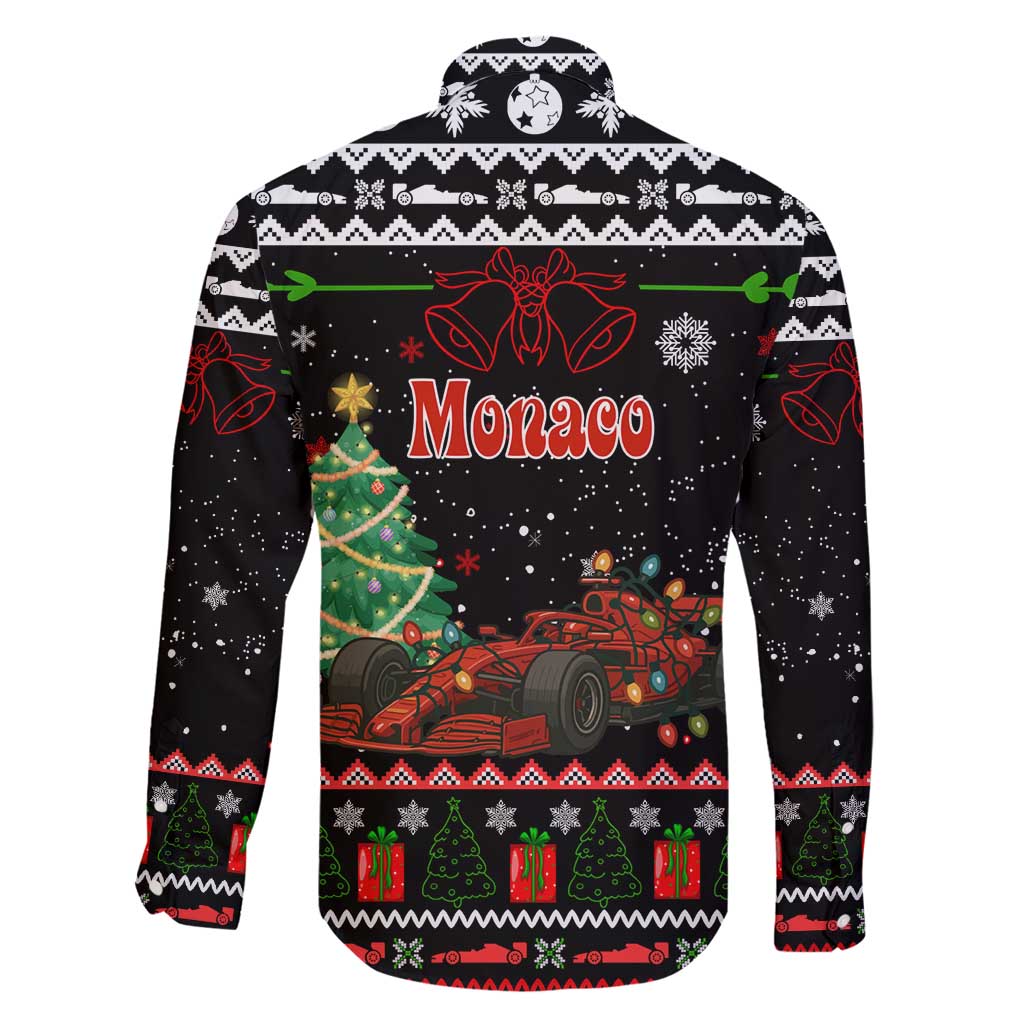 Monaco Christmas Family Matching Long Sleeve Bodycon Dress and Hawaiian Shirt with Race Car Christmas Tree and Snowflake Holiday - Wonder Print Shop