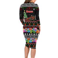 Monaco Christmas Family Matching Long Sleeve Bodycon Dress and Hawaiian Shirt with Race Car Christmas Tree and Snowflake Holiday - Wonder Print Shop