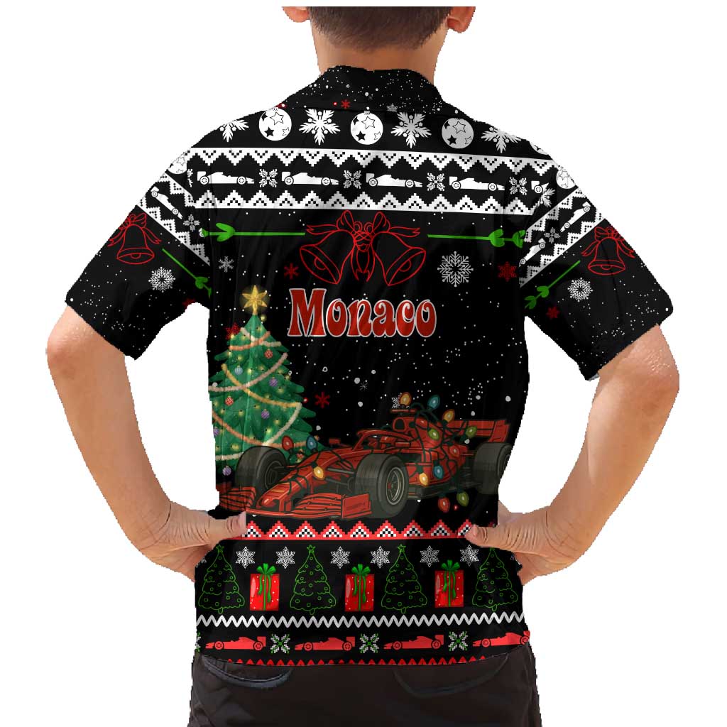 Monaco Christmas Family Matching Mermaid Dress and Hawaiian Shirt with Race Car Christmas Tree and Snowflake Holiday - Wonder Print Shop