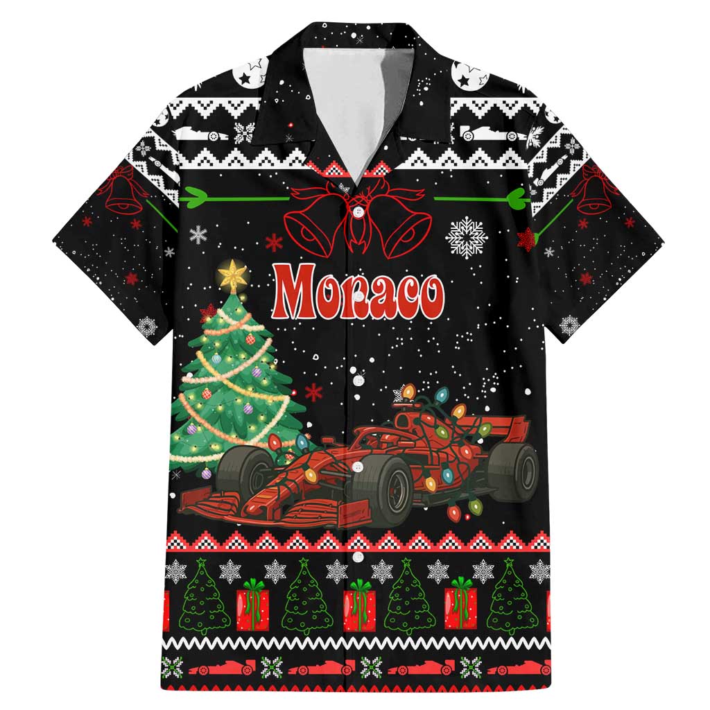 Monaco Christmas Family Matching Mermaid Dress and Hawaiian Shirt with Race Car Christmas Tree and Snowflake Holiday - Wonder Print Shop