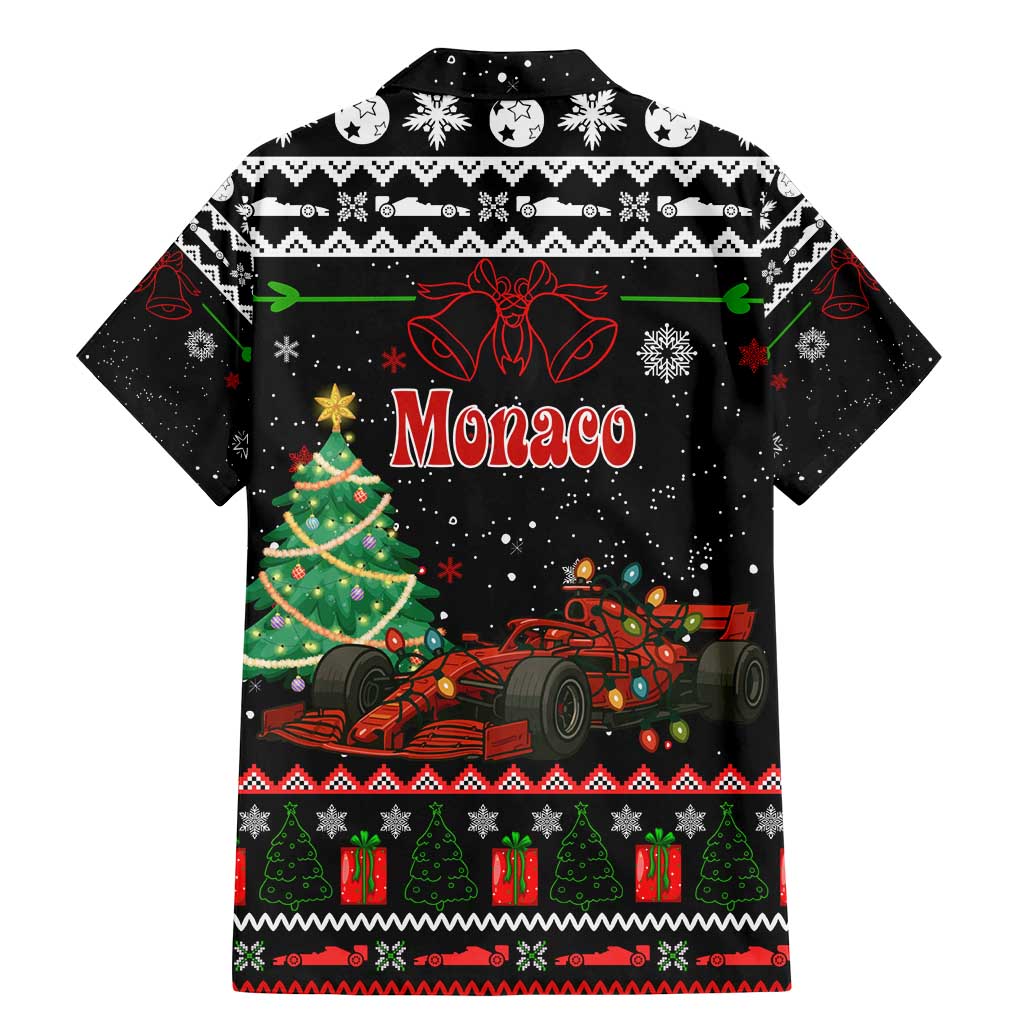 Monaco Christmas Family Matching Mermaid Dress and Hawaiian Shirt with Race Car Christmas Tree and Snowflake Holiday - Wonder Print Shop