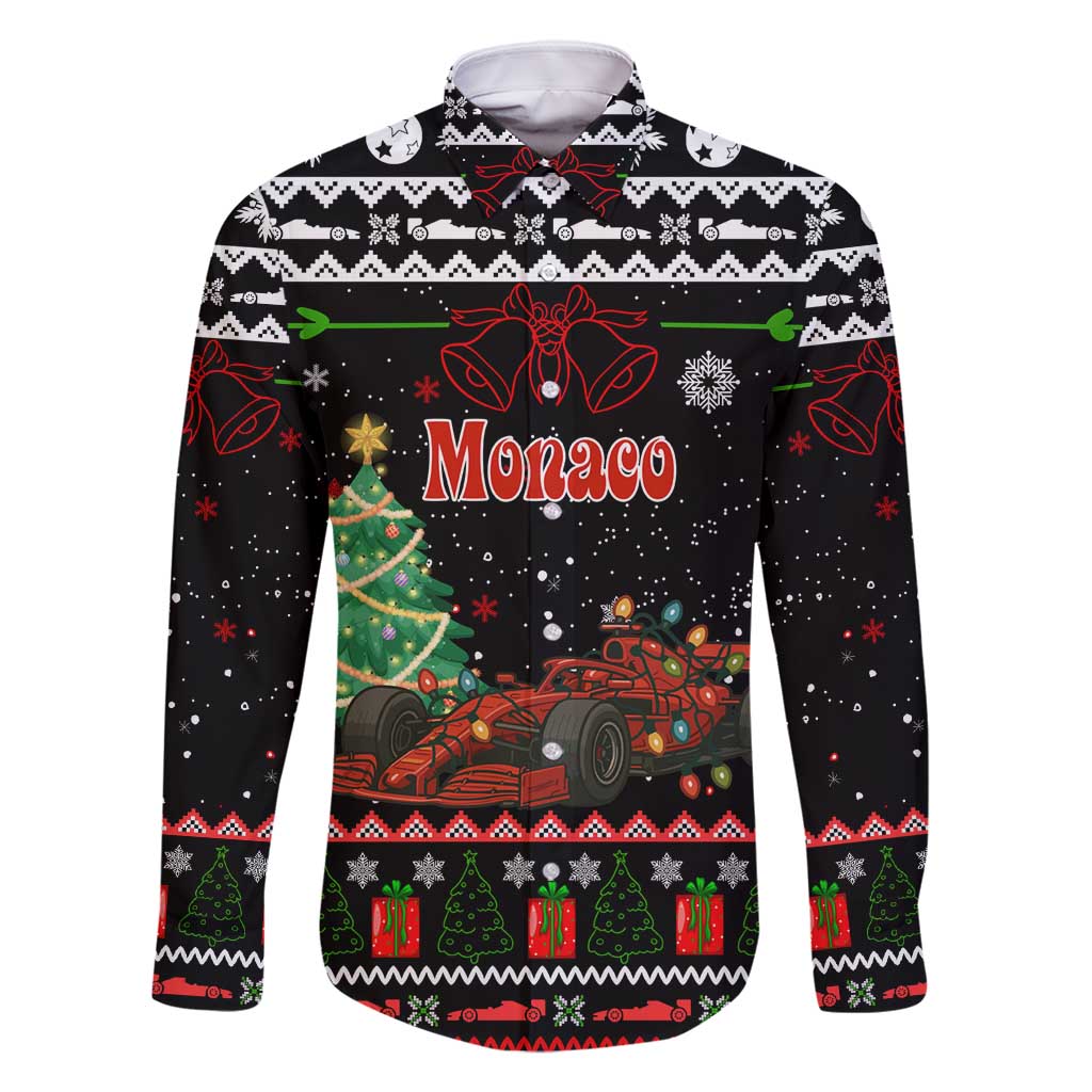 Monaco Christmas Family Matching Mermaid Dress and Hawaiian Shirt with Race Car Christmas Tree and Snowflake Holiday - Wonder Print Shop