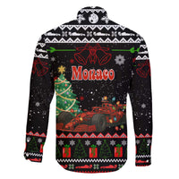 Monaco Christmas Family Matching Off The Shoulder Long Sleeve Dress and Hawaiian Shirt with Race Car Christmas Tree and Snowflake Holiday - Wonder Print Shop