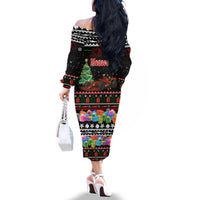 Monaco Christmas Family Matching Off The Shoulder Long Sleeve Dress and Hawaiian Shirt with Race Car Christmas Tree and Snowflake Holiday - Wonder Print Shop