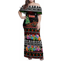 Monaco Christmas Family Matching Off Shoulder Maxi Dress and Hawaiian Shirt with Race Car Christmas Tree and Snowflake Holiday - Wonder Print Shop