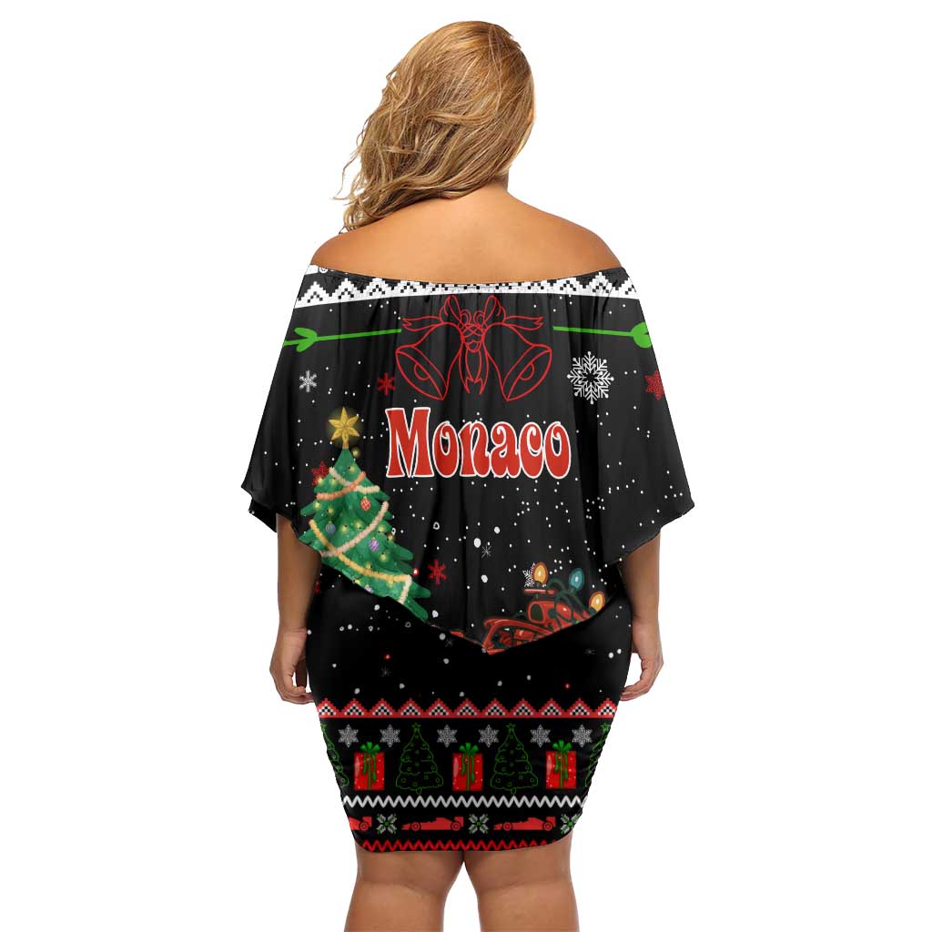Monaco Christmas Family Matching Off Shoulder Short Dress and Hawaiian Shirt with Race Car Christmas Tree and Snowflake Holiday - Wonder Print Shop