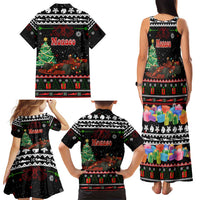 Monaco Christmas Family Matching Tank Maxi Dress and Hawaiian Shirt with Race Car Christmas Tree and Snowflake Holiday - Wonder Print Shop