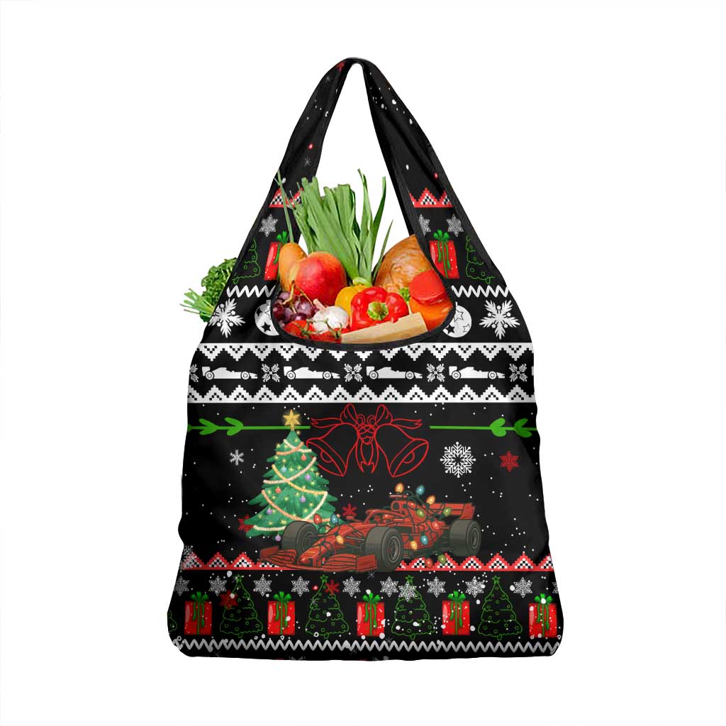 Monaco Christmas Grocery Bag with Race Car Christmas Tree and Snowflake Holiday - Wonder Print Shop