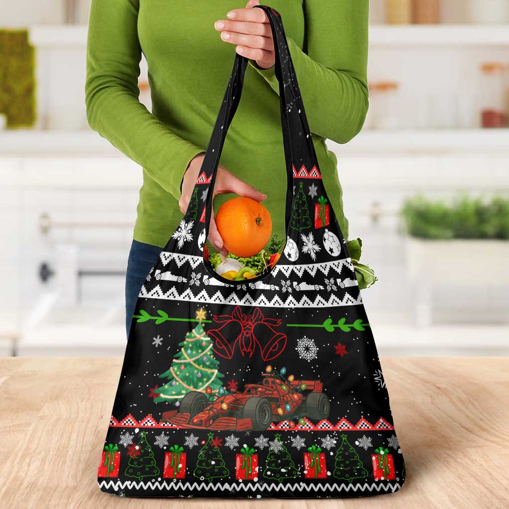 Monaco Christmas Grocery Bag with Race Car Christmas Tree and Snowflake Holiday - Wonder Print Shop