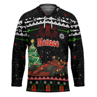 Monaco Christmas Hockey Jersey with Race Car Christmas Tree and Snowflake Holiday - Wonder Print Shop