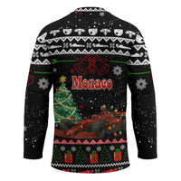 Monaco Christmas Hockey Jersey with Race Car Christmas Tree and Snowflake Holiday - Wonder Print Shop