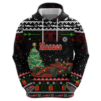 Monaco Christmas Hoodie with Race Car Christmas Tree and Snowflake Holiday - Wonder Print Shop