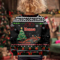 Monaco Christmas Kid Ugly Christmas Sweater with Race Car Christmas Tree and Snowflake Holiday - Wonder Print Shop