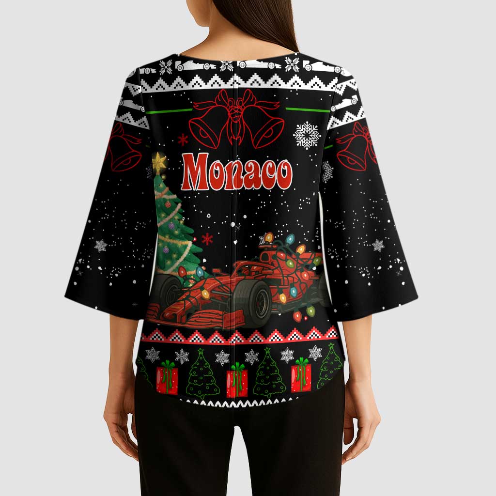 Monaco Christmas Kimono Sleeve Blouse with Race Car Christmas Tree and Snowflake Holiday - Wonder Print Shop