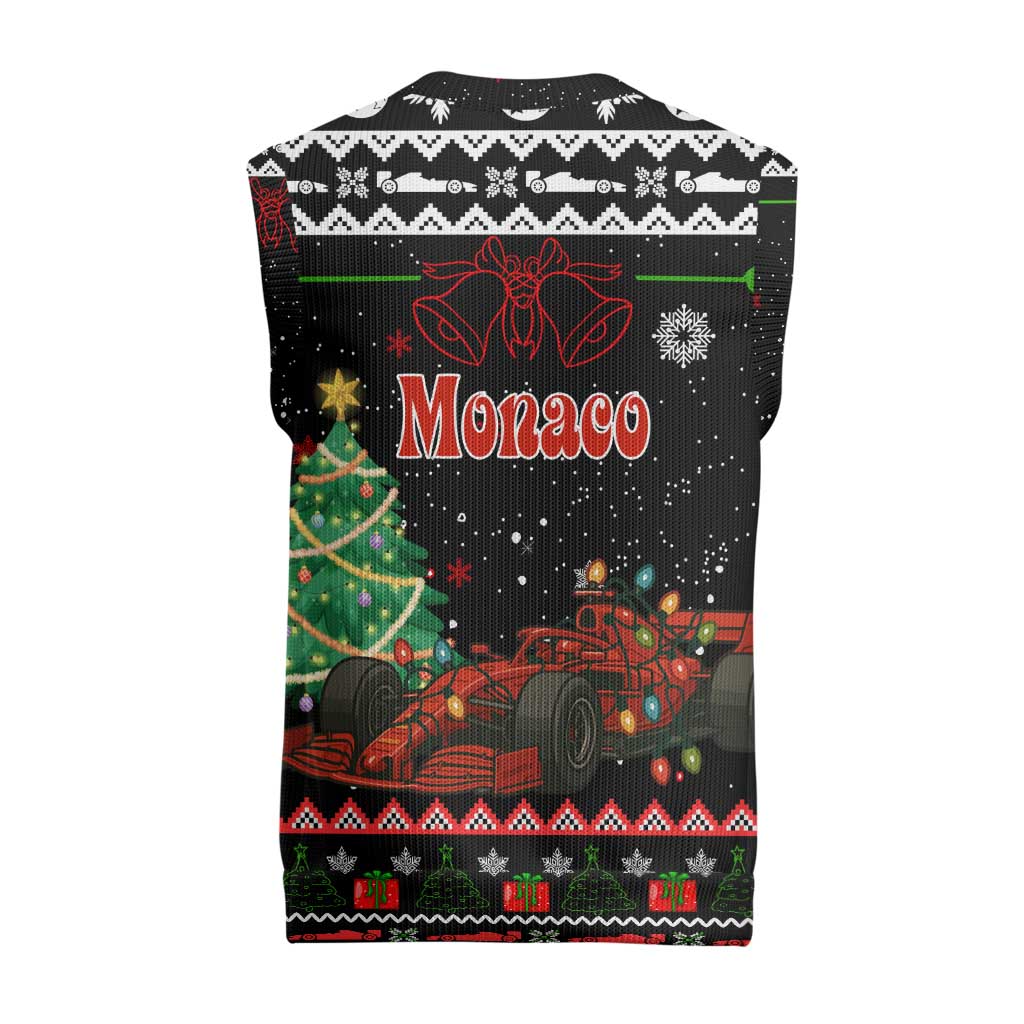 Monaco Christmas Knitted V-Neck Vest with Race Car Christmas Tree and Snowflake Holiday - Wonder Print Shop