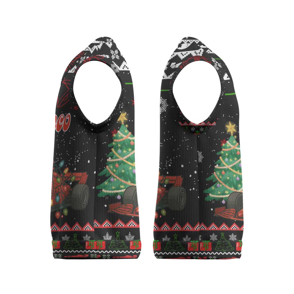 Monaco Christmas Knitted V-Neck Vest with Race Car Christmas Tree and Snowflake Holiday - Wonder Print Shop