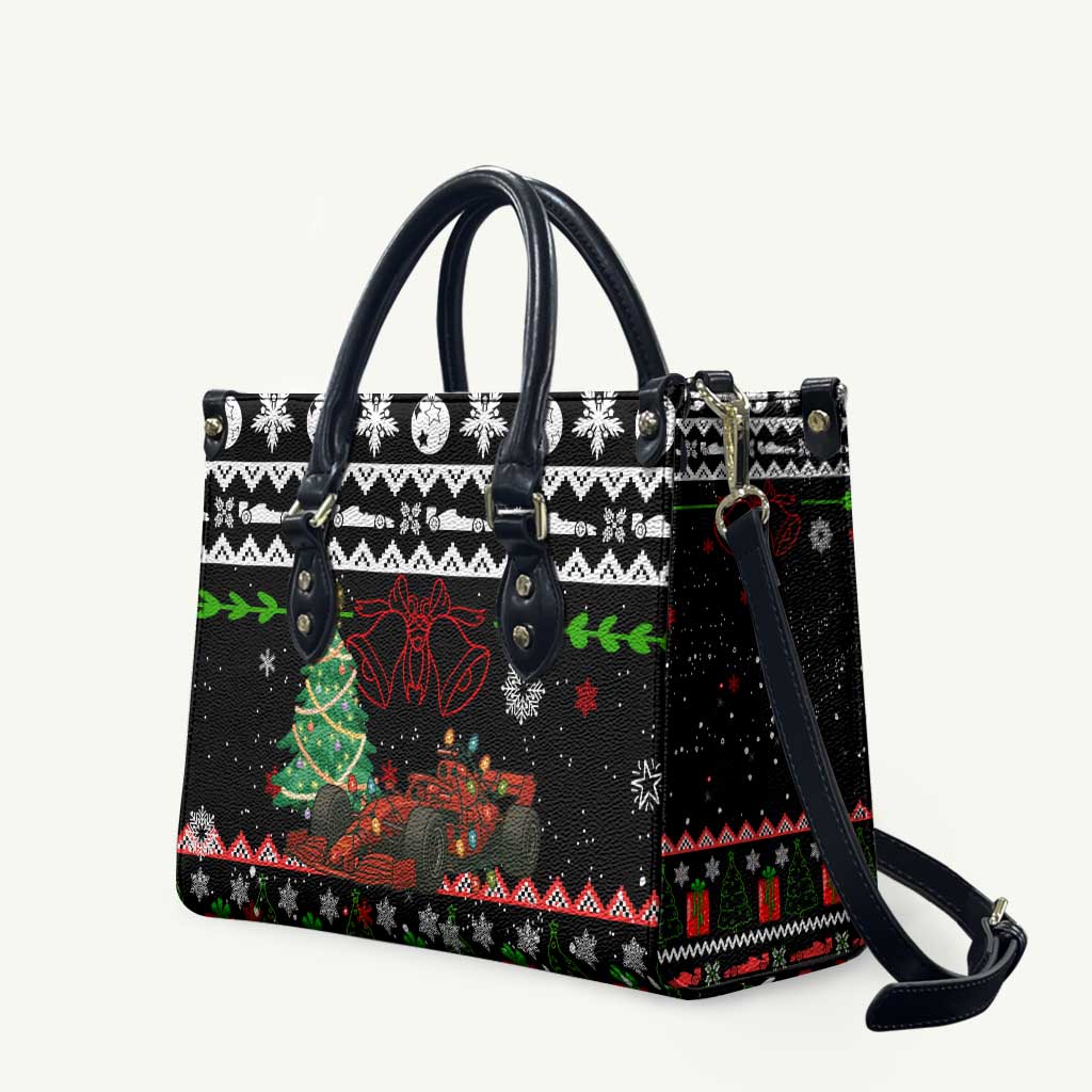 Monaco Christmas Leather Bag with Race Car Christmas Tree and Snowflake Holiday - Wonder Print Shop