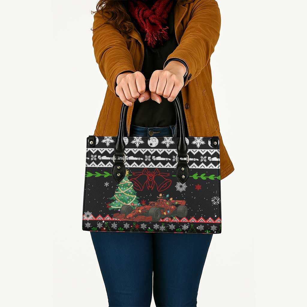 Monaco Christmas Leather Bag with Race Car Christmas Tree and Snowflake Holiday - Wonder Print Shop