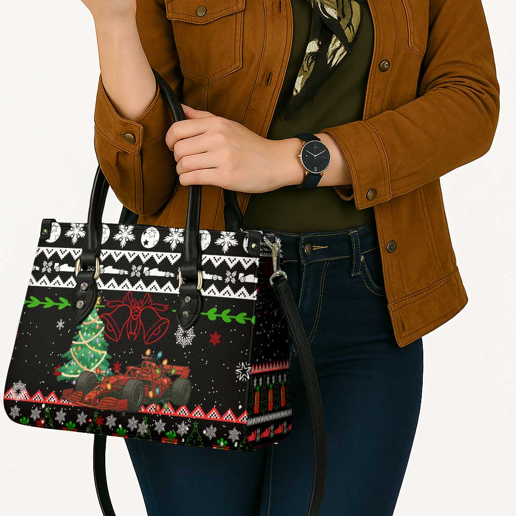 Monaco Christmas Leather Bag with Race Car Christmas Tree and Snowflake Holiday - Wonder Print Shop