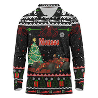 Monaco Christmas Long Sleeve Polo Shirt with Race Car Christmas Tree and Snowflake Holiday - Wonder Print Shop