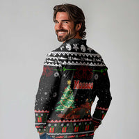 Monaco Christmas Long Sleeve Polo Shirt with Race Car Christmas Tree and Snowflake Holiday - Wonder Print Shop