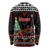 Monaco Christmas Long Sleeve Shirt with Race Car Christmas Tree and Snowflake Holiday - Wonder Print Shop