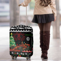 Monaco Christmas Luggage Cover with Race Car Christmas Tree and Snowflake Holiday - Wonder Print Shop