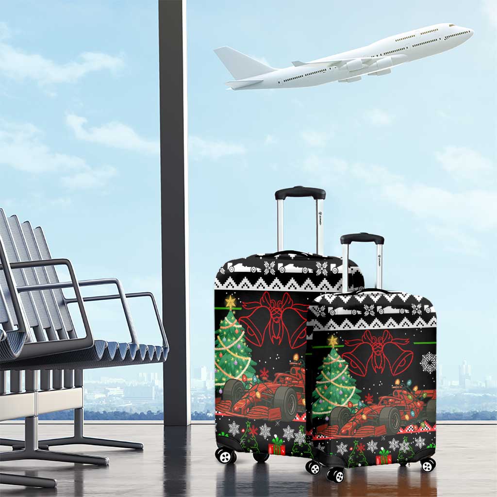 Monaco Christmas Luggage Cover with Race Car Christmas Tree and Snowflake Holiday - Wonder Print Shop