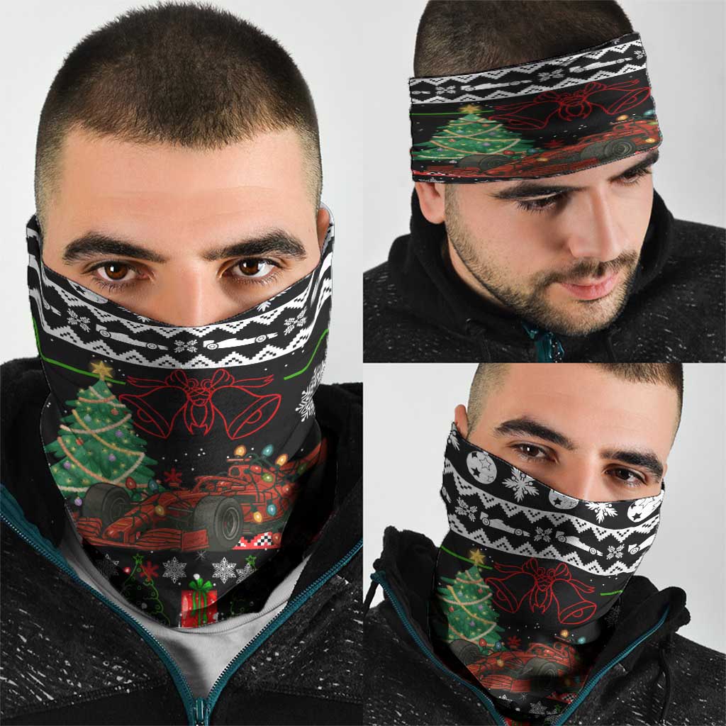 Monaco Christmas Neck Gaiter with Race Car Christmas Tree and Snowflake Holiday - Wonder Print Shop