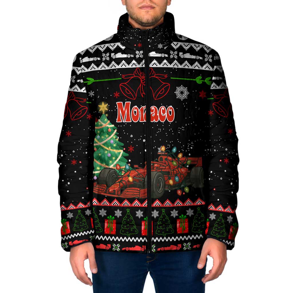 Monaco Christmas Padded Jacket with Race Car Christmas Tree and Snowflake Holiday - Wonder Print Shop