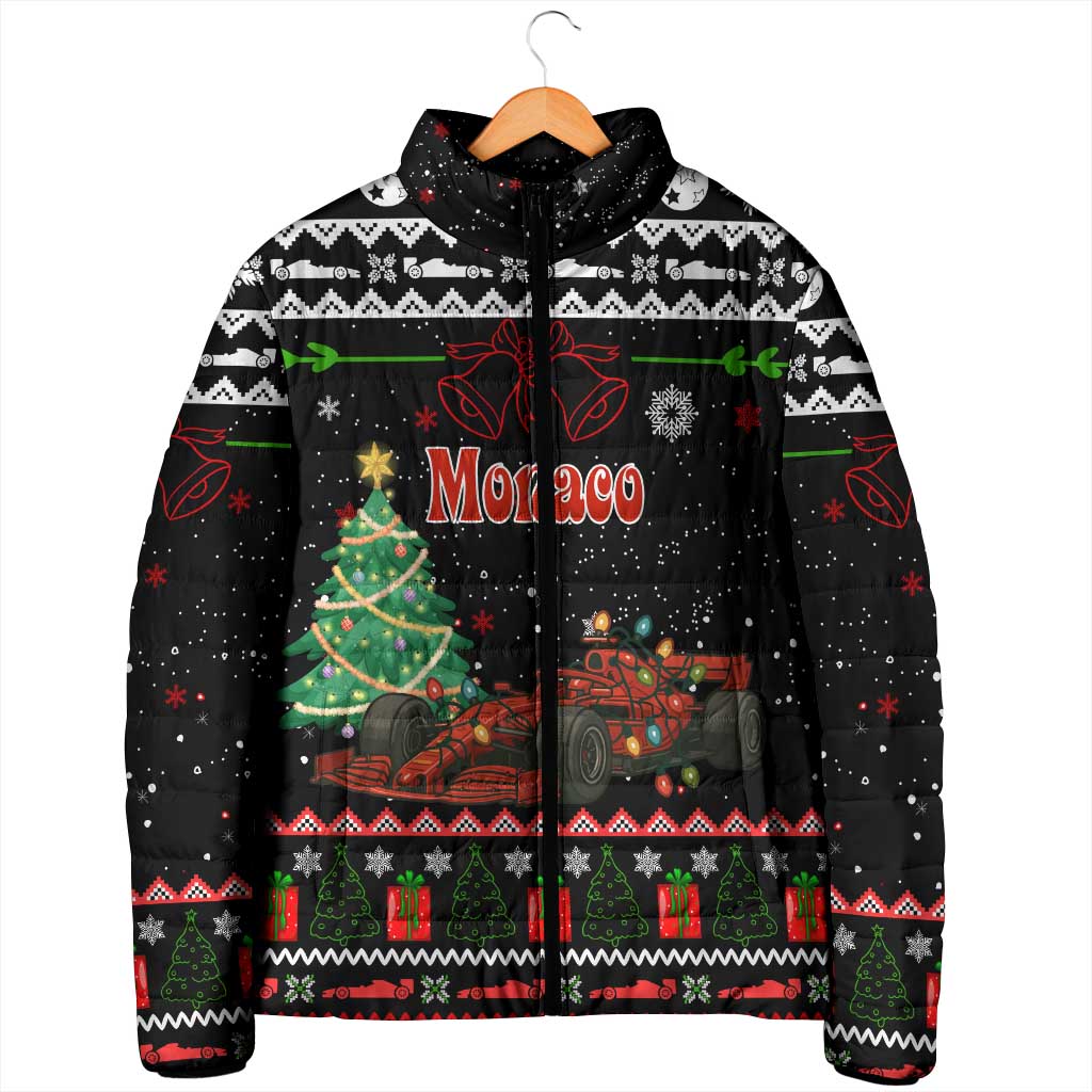Monaco Christmas Padded Jacket with Race Car Christmas Tree and Snowflake Holiday - Wonder Print Shop