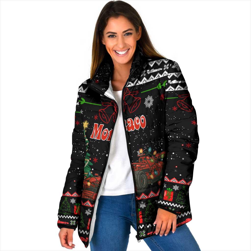 Monaco Christmas Padded Jacket with Race Car Christmas Tree and Snowflake Holiday - Wonder Print Shop