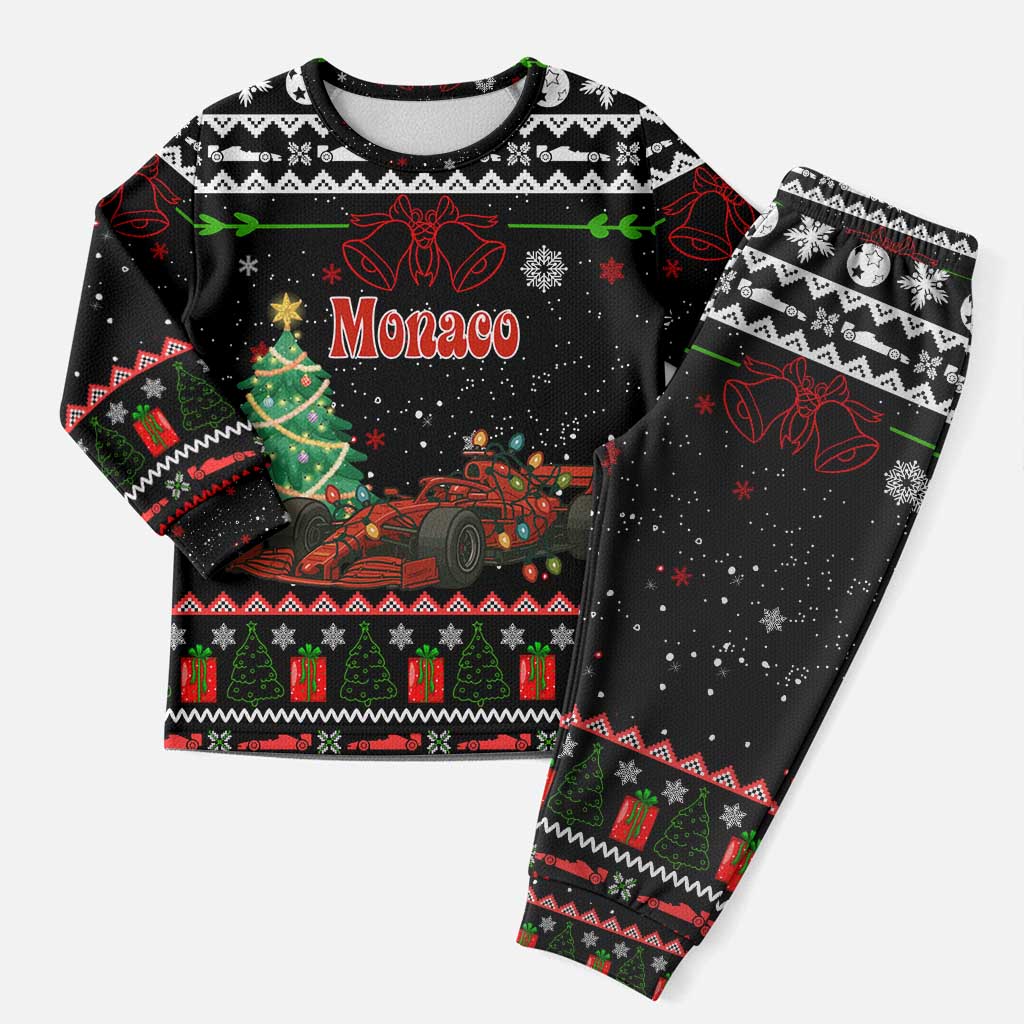 Monaco Christmas Pajama Set with Race Car Christmas Tree and Snowflake Holiday - Wonder Print Shop