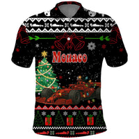 Monaco Christmas Polo Shirt with Race Car Christmas Tree and Snowflake Holiday - Wonder Print Shop