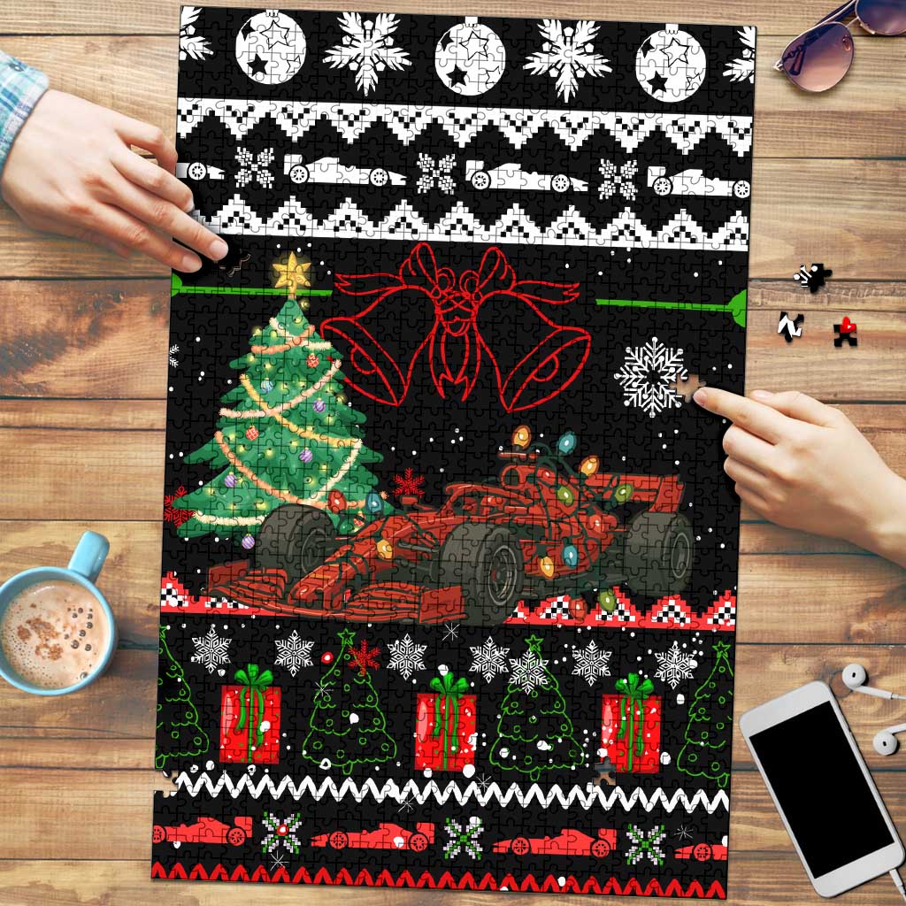 Monaco Christmas Puzzle with Race Car Christmas Tree and Snowflake Holiday - Wonder Print Shop