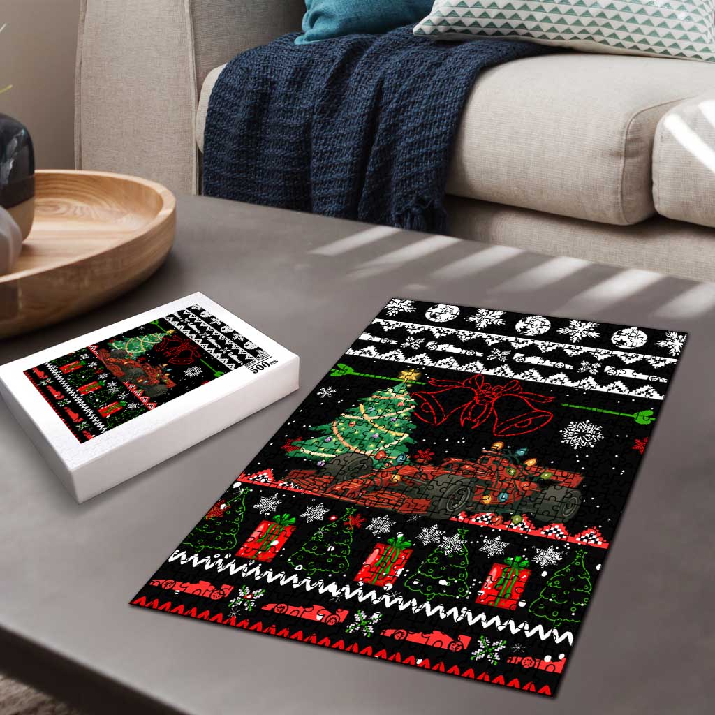 Monaco Christmas Puzzle with Race Car Christmas Tree and Snowflake Holiday - Wonder Print Shop