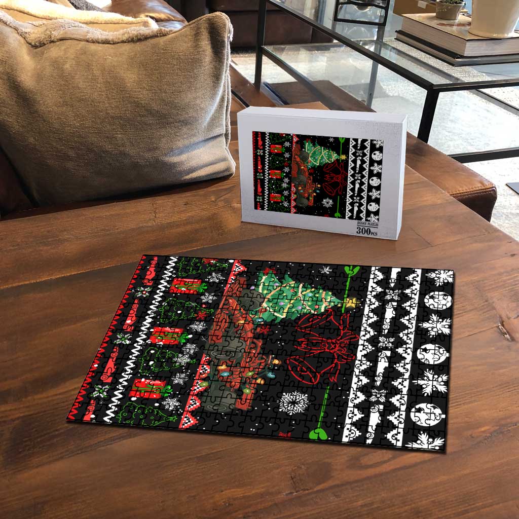 Monaco Christmas Puzzle with Race Car Christmas Tree and Snowflake Holiday - Wonder Print Shop