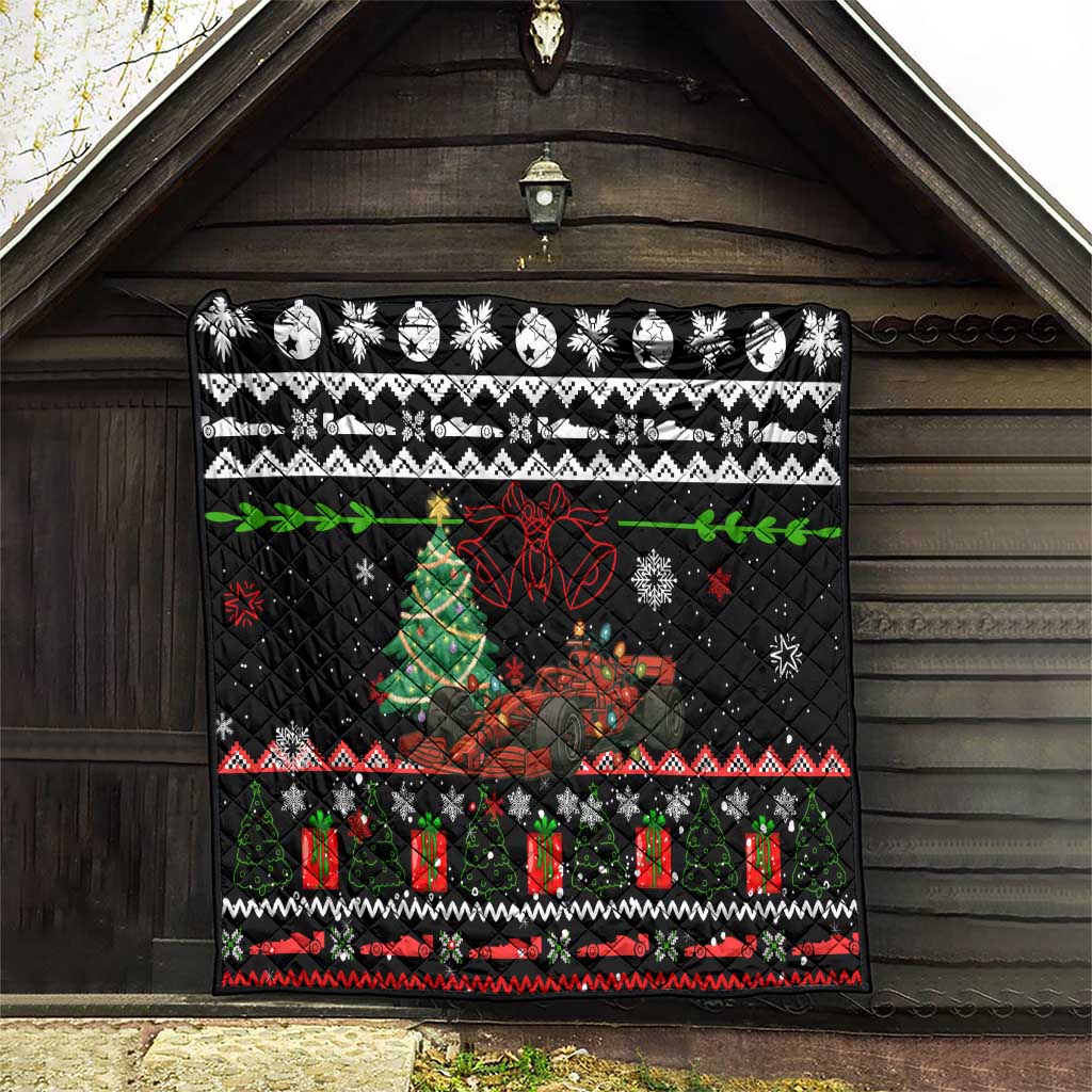 Monaco Christmas Quilt with Race Car Christmas Tree and Snowflake Holiday - Wonder Print Shop