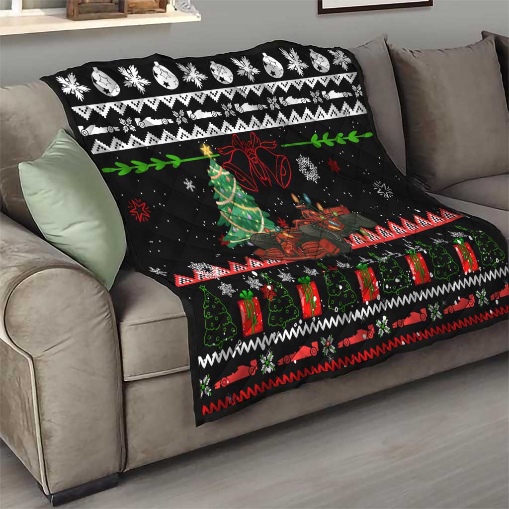 Monaco Christmas Quilt with Race Car Christmas Tree and Snowflake Holiday - Wonder Print Shop