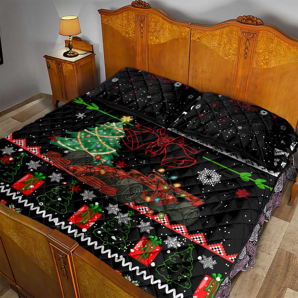 Monaco Christmas Quilt Bed Set with Race Car Christmas Tree and Snowflake Holiday - Wonder Print Shop