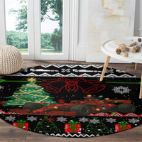 Monaco Christmas Round Carpet with Race Car Christmas Tree and Snowflake Holiday - Wonder Print Shop