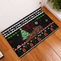Monaco Christmas Rubber Doormat with Race Car Christmas Tree and Snowflake Holiday - Wonder Print Shop