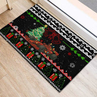 Monaco Christmas Rubber Doormat with Race Car Christmas Tree and Snowflake Holiday - Wonder Print Shop