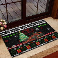 Monaco Christmas Rubber Doormat with Race Car Christmas Tree and Snowflake Holiday - Wonder Print Shop