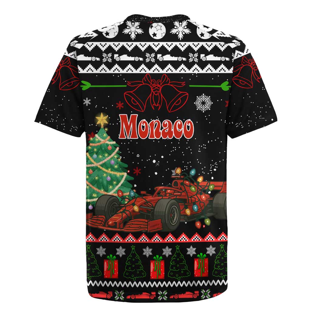 Monaco Christmas Rugby Jersey with Race Car Christmas Tree and Snowflake Holiday - Wonder Print Shop