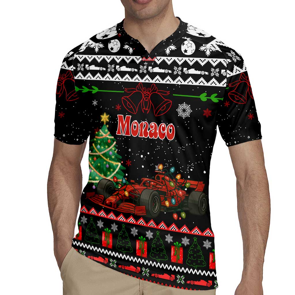Monaco Christmas Rugby Jersey with Race Car Christmas Tree and Snowflake Holiday - Wonder Print Shop