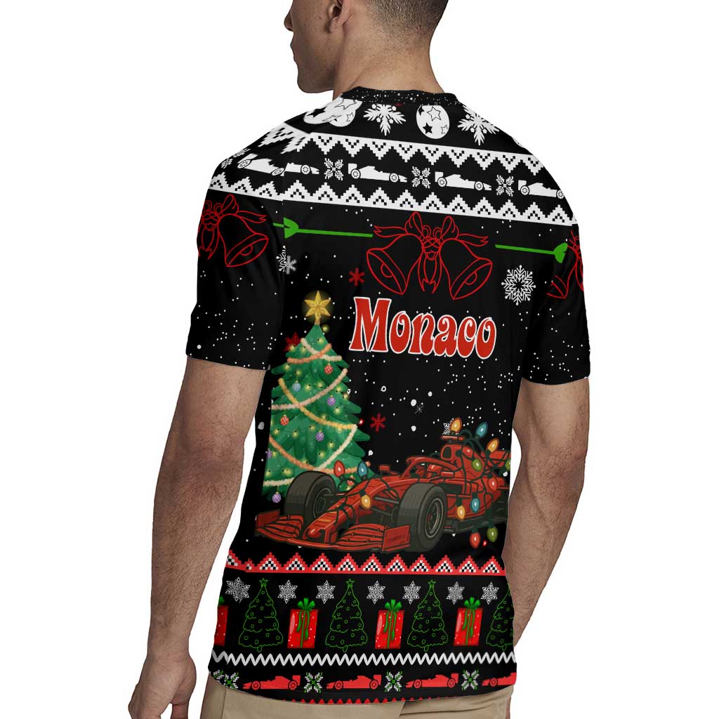 Monaco Christmas Rugby Jersey with Race Car Christmas Tree and Snowflake Holiday - Wonder Print Shop