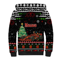 Monaco Christmas Sherpa Hoodie with Race Car Christmas Tree and Snowflake Holiday - Wonder Print Shop